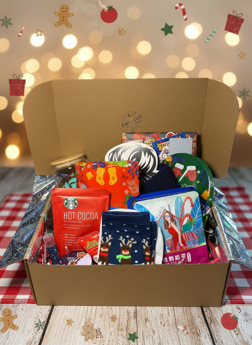 Mystery Christmas Book Box – Holiday Bookish Gift Set with Mug, Socks, Stickers & Handmade Items