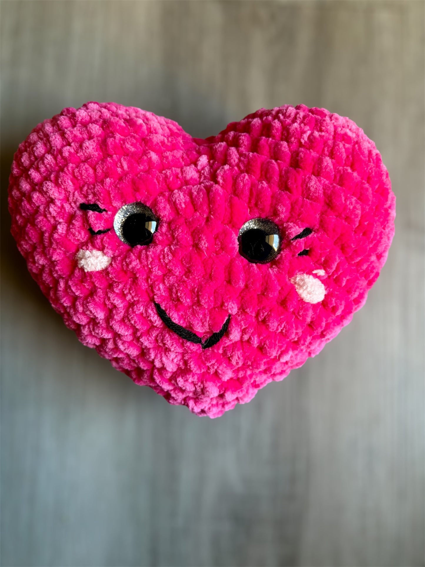 Heart Plushie Pillow | Handmade Valentine Gift | Cute Kawaii Heart Plush | Soft Chenille Stuffed Heart | Crochet Plush Toy