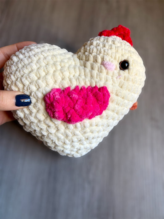 Heart Plushie Pillow | Handmade Valentine Gift | Cute Kawaii Heart Plush | Soft Chenille Stuffed Heart | Crochet Plush Toy
