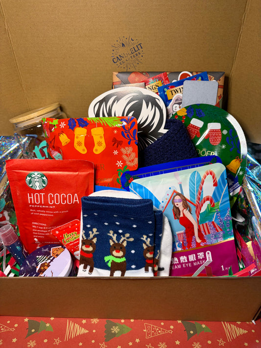 Mystery Christmas Book Box – Holiday Bookish Gift Set with Mug, Socks, Stickers & Handmade Items